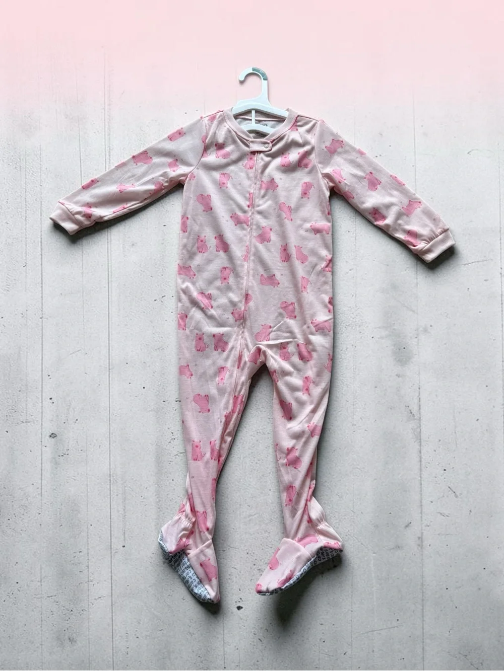 Carters 4T Pink Bear-Print Footed One-Piece Pajamas for Kids NWOT